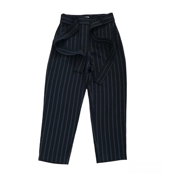 SOLD - Wilfred Aritzia Tie-Front Black Oak Pinstripe Jallade Trouser Pant Size 4 - Picture 15 of 16